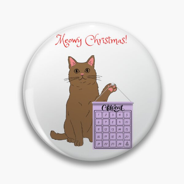 Item preview, Meowy Christmas Brown Cat with Advent Calendar designed and sold by MYCatStuff.