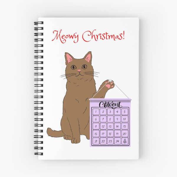 Item preview, Meowy Christmas Brown Cat with Advent Calendar designed and sold by MYCatStuff.