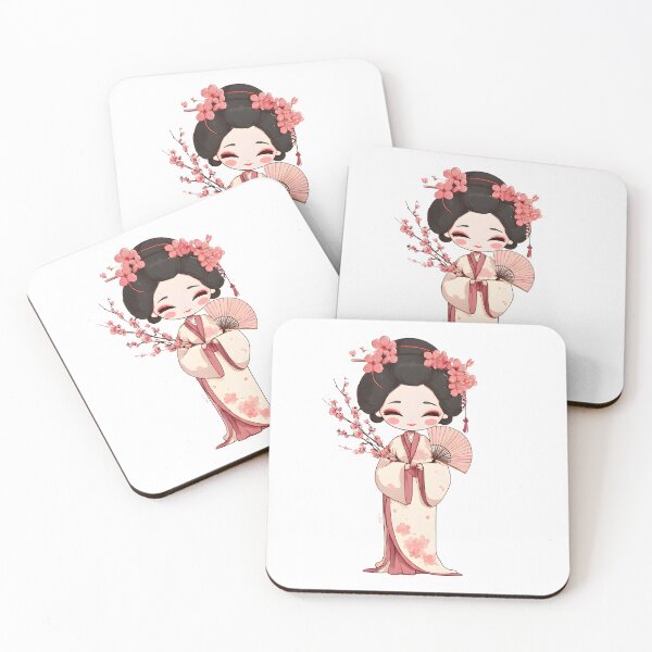 Item preview, Cute chibi Geisha with fan designed and sold by cutemakerotart.
