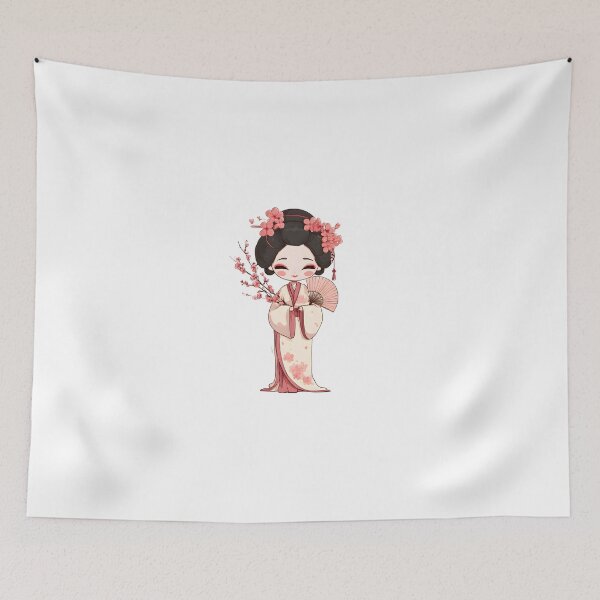 Item preview, Cute chibi Geisha with fan designed and sold by cutemakerotart.
