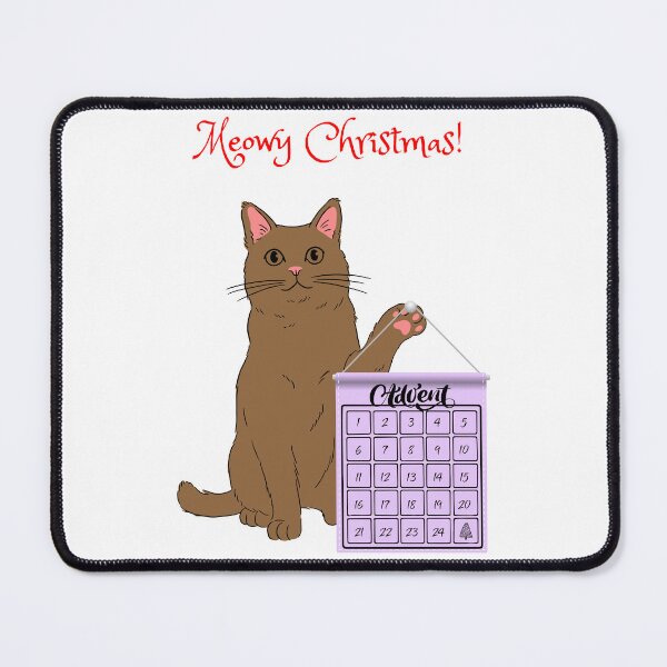 Item preview, Meowy Christmas Brown Cat with Advent Calendar designed and sold by MYCatStuff.