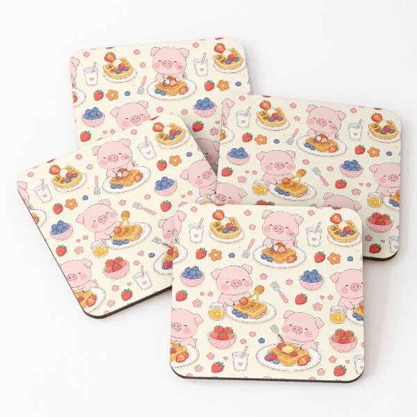 Item preview, Piggy Berry Waffle Pattern designed and sold by Soft Berry Studio.