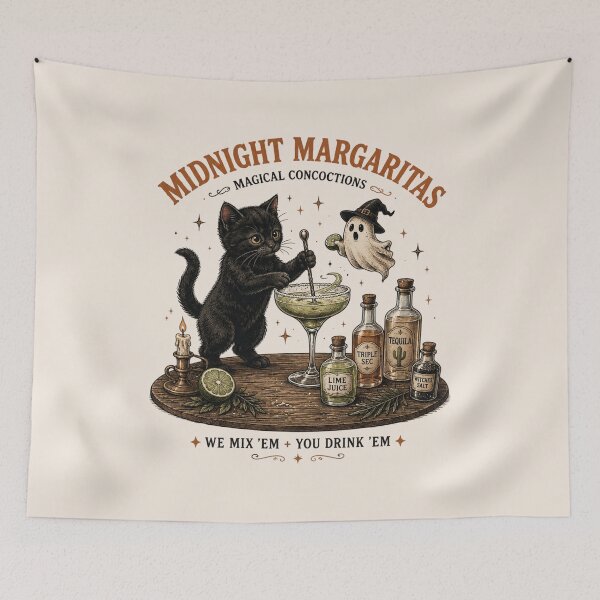 Item preview, Midnight Margaritas, Black Cat Margarita, Witchy Cocktail, Spooky Ghost, Cat Lover designed and sold by Quiajia.