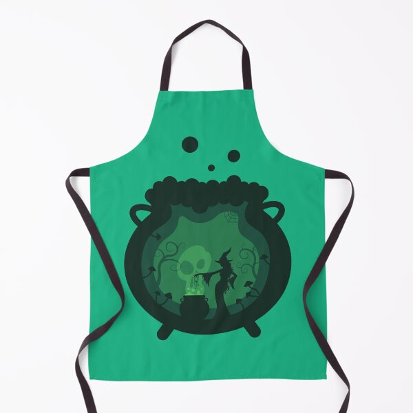 Item preview, Halloween Witch Brewing a Spooky Green Potion designed and sold by CozyLittleShop.