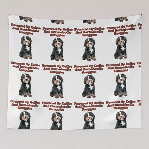 Item preview, Coffee And Bernedoodle Snuggles Watercolor Design designed and sold by NatureUnleashed.