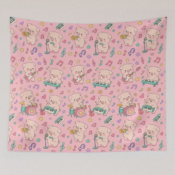 Item preview, Piggy Music Party Pattern designed and sold by Soft Berry Studio.
