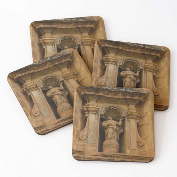 Item preview, Weathered Sandstone Statue In Church Niche With Ornate Baroque Architectural Detail designed and sold by Nmallia.