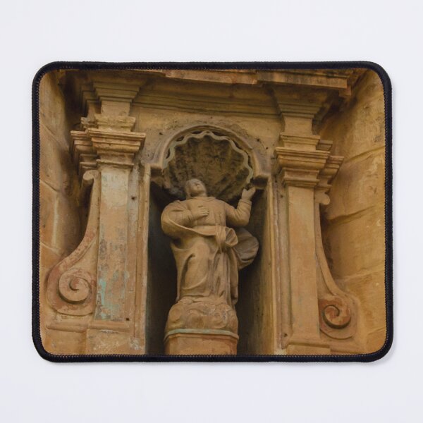 Item preview, Weathered Sandstone Statue In Church Niche With Ornate Baroque Architectural Detail designed and sold by Nmallia.