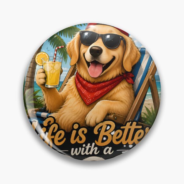 Item preview, Life Is Better with a Dog – Funny Golden Retriever Beach T-Shirt Design designed and sold by : CraftyVibes.