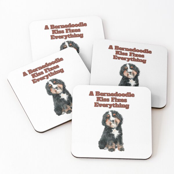 Item preview, A Bernedoodle Kiss Fixes Everything Watercolor Art designed and sold by NatureUnleashed.