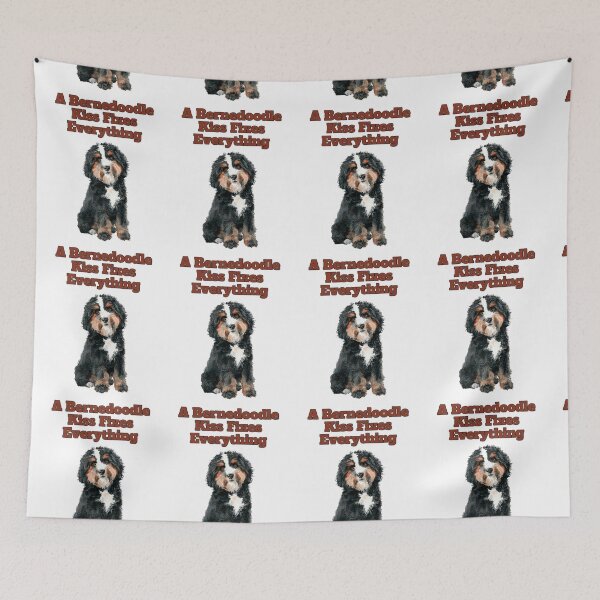 Item preview, A Bernedoodle Kiss Fixes Everything Watercolor Art designed and sold by NatureUnleashed.