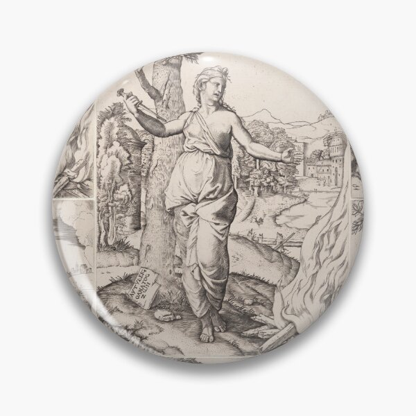 Item preview, Woman With Sword Before Funeral Pyre designed and sold by artofuniverse.