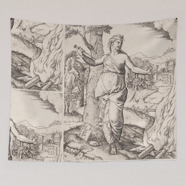 Item preview, Woman With Sword Before Funeral Pyre designed and sold by artofuniverse.