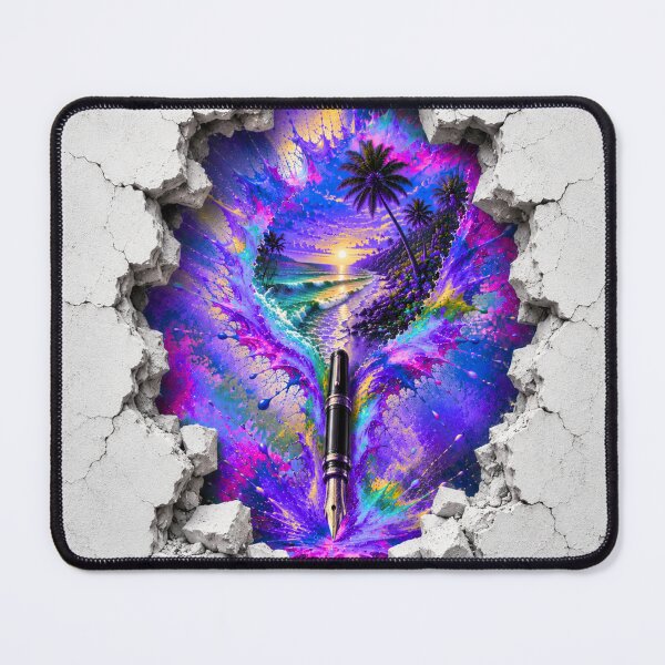 Item preview, Tropical Paradise Through the Wall – Neon Beach Art designed and sold by PetruArtDesigns.