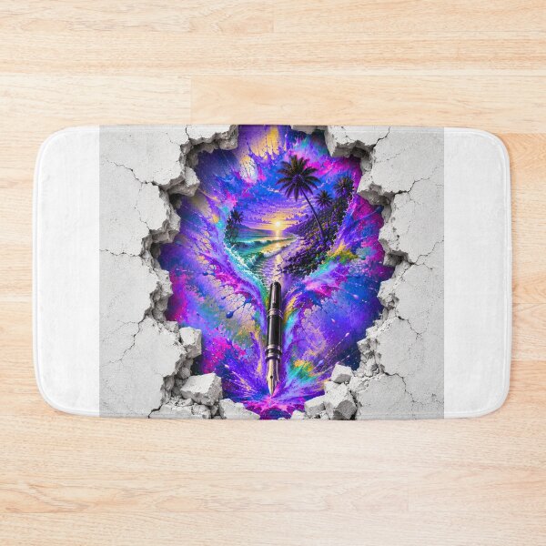Item preview, Tropical Paradise Through the Wall – Neon Beach Art designed and sold by PetruArtDesigns.
