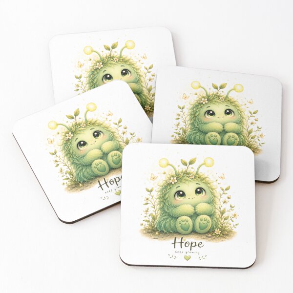 Item preview, Cute Green Hope Monster Keep Growing Artwork designed and sold by MIArt Studio.