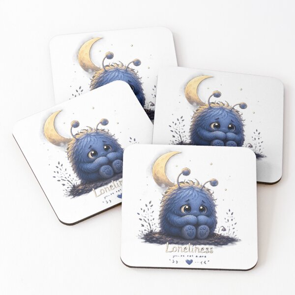 Item preview, Sad Blue Loneliness Monster Moon Artwork designed and sold by MIArt Studio.