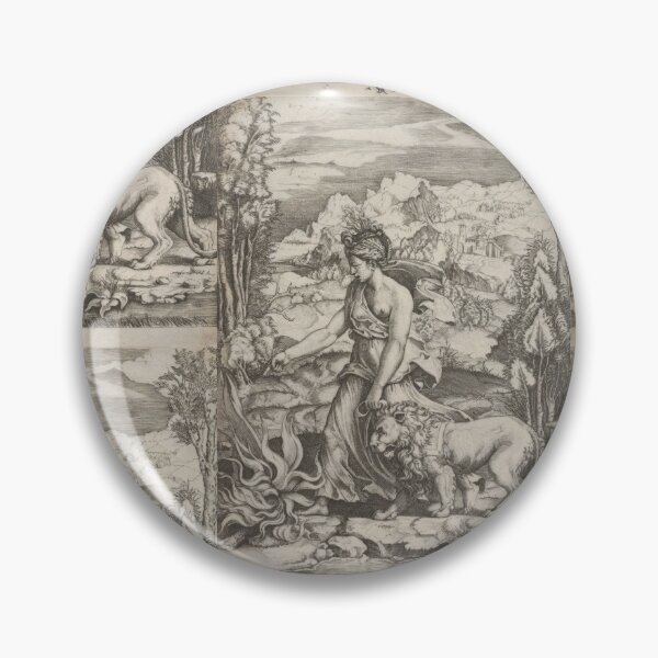Item preview, Woman Leading Lion Through Landscape designed and sold by artofuniverse.