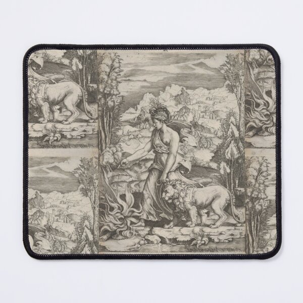 Item preview, Woman Leading Lion Through Landscape designed and sold by artofuniverse.