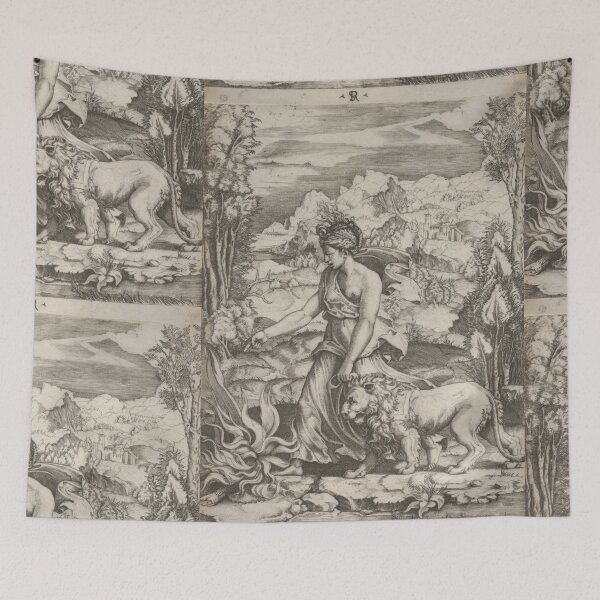 Item preview, Woman Leading Lion Through Landscape designed and sold by artofuniverse.