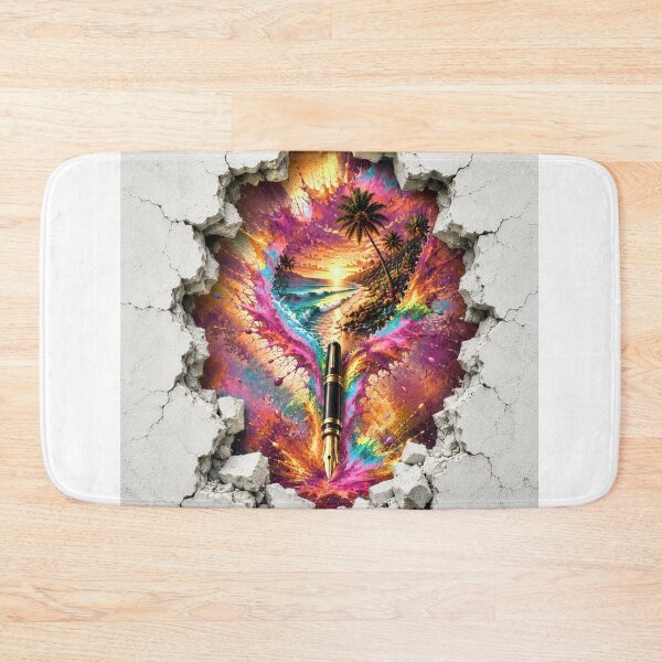 Item preview, Tropical Paradise Through the Wall – Neon Beach Art designed and sold by PetruArtDesigns.