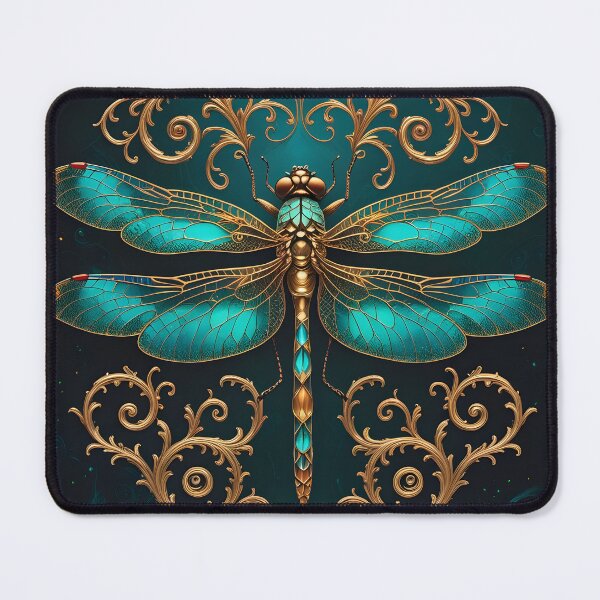 Item preview, Teal Dragonfly Gold Ornate Art designed and sold by ameetlumiere.