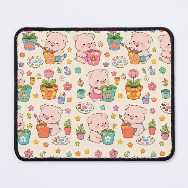 Item preview, Piggy Flower Pot Painting Pattern designed and sold by Soft Berry Studio.