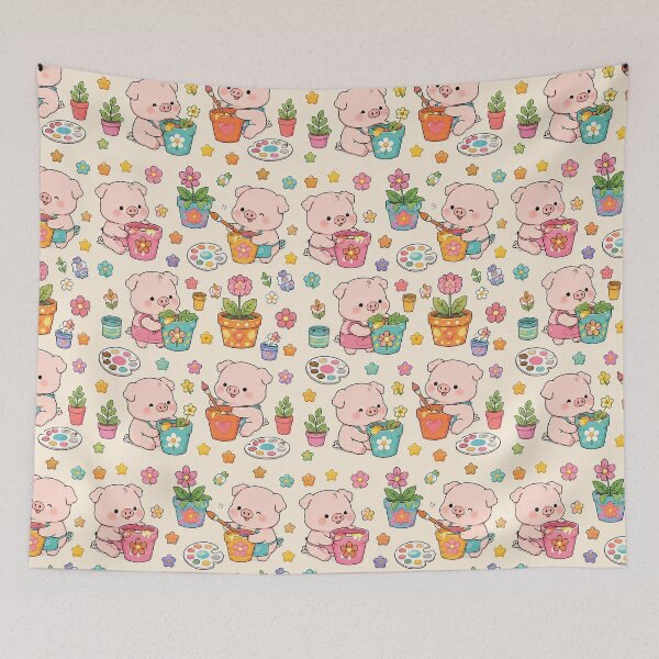 Item preview, Piggy Flower Pot Painting Pattern designed and sold by Soft Berry Studio.