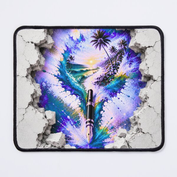 Item preview, Tropical Paradise Through the Wall – Neon Beach Art designed and sold by PetruArtDesigns.