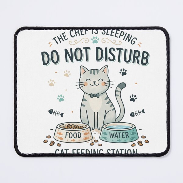Item preview, Cute Cat Feeding Station: The Chef Is Sleeping Do Not Disturb designed and sold by yassinecavali.