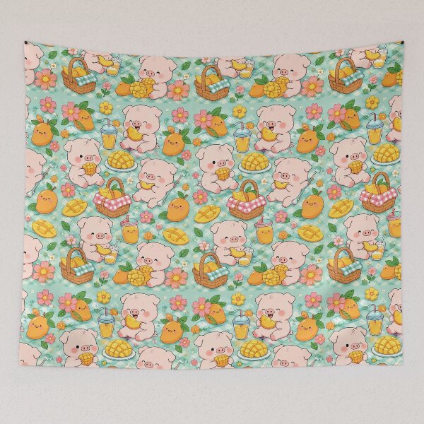 Item preview, Piggy Mango Picnic Pattern designed and sold by Soft Berry Studio.