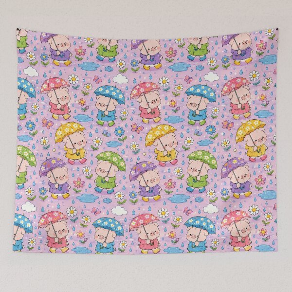 Item preview, Piggy Flower Umbrella Pattern designed and sold by Soft Berry Studio.