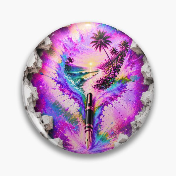 Item preview, Tropical Paradise Through the Wall – Neon Beach Art designed and sold by PetruArtDesigns.