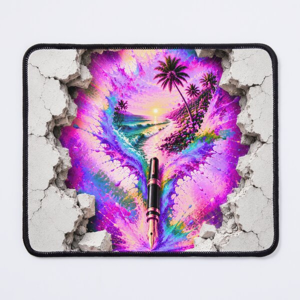 Item preview, Tropical Paradise Through the Wall – Neon Beach Art designed and sold by PetruArtDesigns.