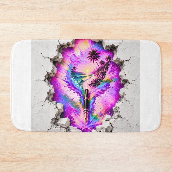Item preview, Tropical Paradise Through the Wall – Neon Beach Art designed and sold by PetruArtDesigns.