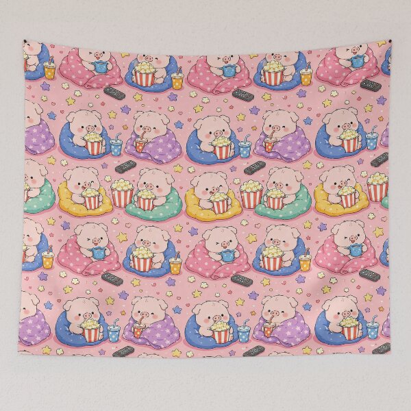 Item preview, Piggy Popcorn Movie Night Pattern designed and sold by Soft Berry Studio.