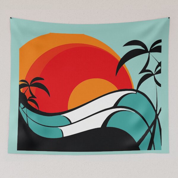 Artikelvorschau, Tropical Sunset with Layered Colorful Palm Silhouettes" entworfen und verkauft von Johnnies.