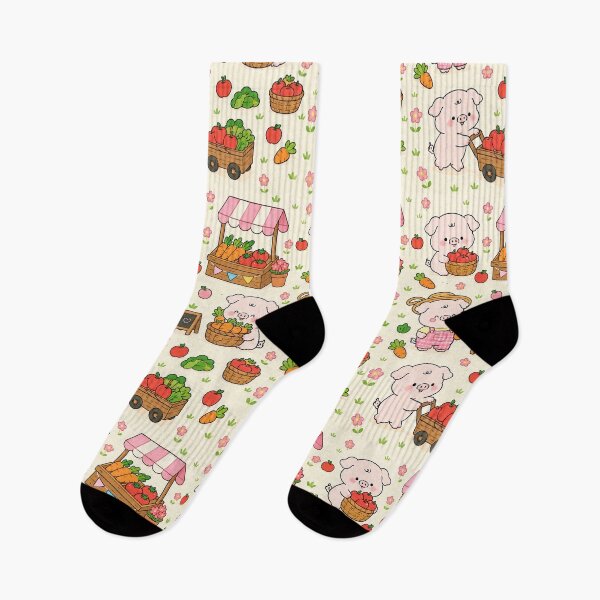 Item preview, Piggy Farmer Market Pattern designed and sold by Soft Berry Studio.