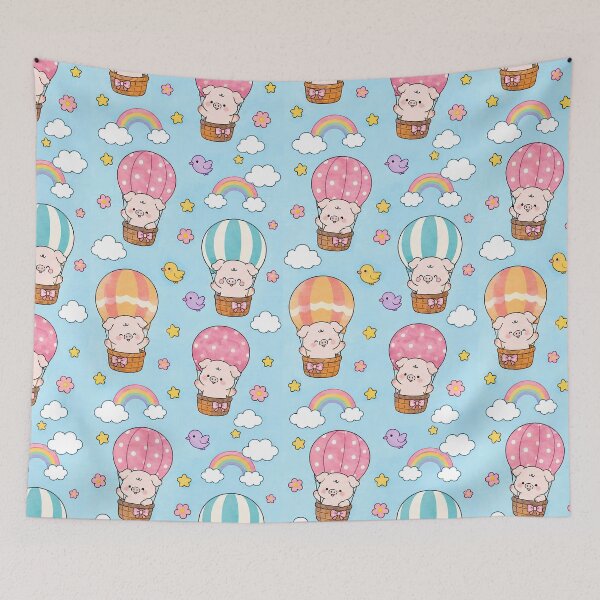 Item preview, Piggy Hot Air Balloon Pattern designed and sold by Soft Berry Studio.