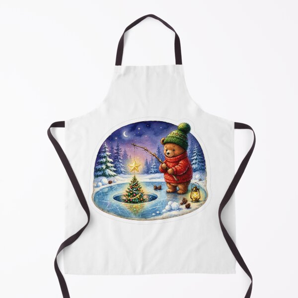 Item preview, Christmas Bear Ice Fishing | Cute Winter Bear with Christmas Tree on Frozen Lake designed and sold by MrDev.