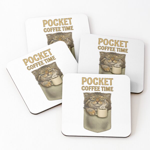 Item preview, Pocket Pallas Cat Coffee Time | Funny Fluffy Manul Drinker designed and sold by PawtopiaArt.