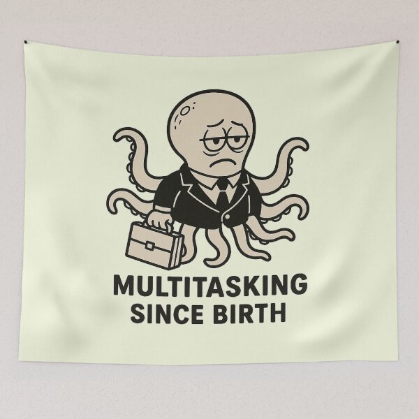 Item preview, Multitasking Since Birth Business Octopus Funny Office Sticker designed and sold by QCena.