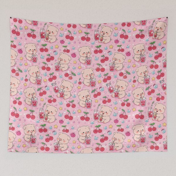 Item preview, Piggy Cherry Soda Pattern designed and sold by Soft Berry Studio.