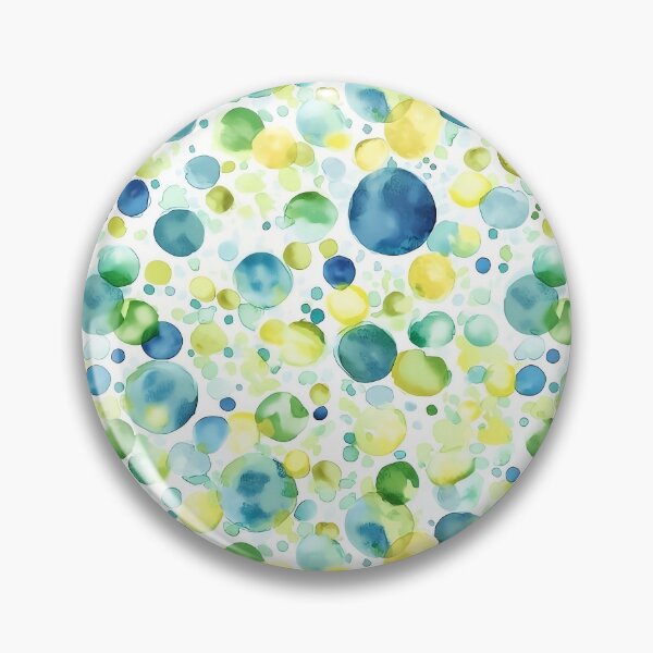Item preview, Blue Yellow Watercolor Polka Dots Abstract Pattern designed and sold by Nine Lives Studio.