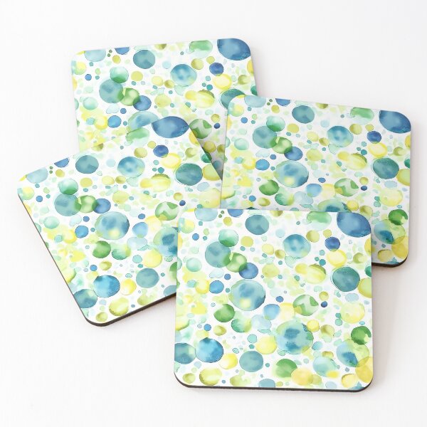 Item preview, Blue Yellow Watercolor Polka Dots Abstract Pattern designed and sold by Nine Lives Studio.