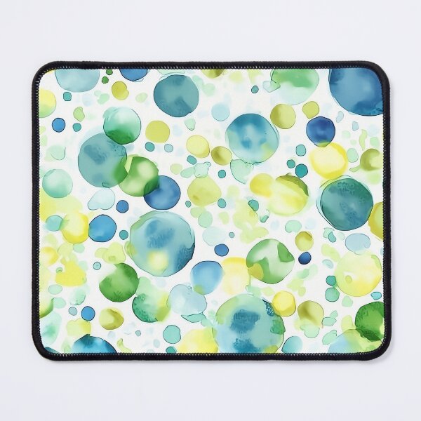 Item preview, Blue Yellow Watercolor Polka Dots Abstract Pattern designed and sold by Nine Lives Studio.