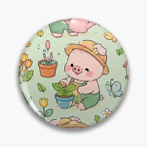 Item preview, Piggy Flower Garden Pattern designed and sold by Soft Berry Studio.