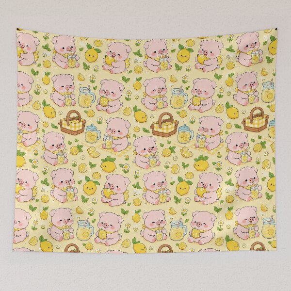 Item preview, Piggy Lemonade Picnic Pattern designed and sold by Soft Berry Studio.