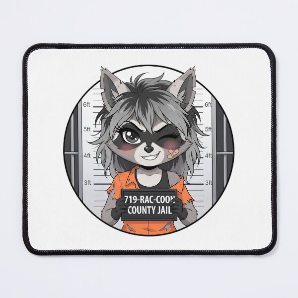 Item preview, Rebel Convict Raccoon - Mugshot County Jail Chibi designed and sold by CaliLuminos.