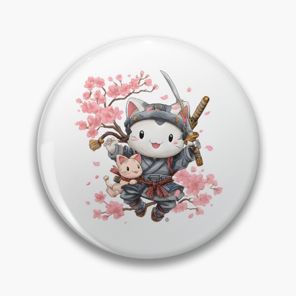 Item preview, Kawaii samurai cat designed and sold by cutemakerotart.